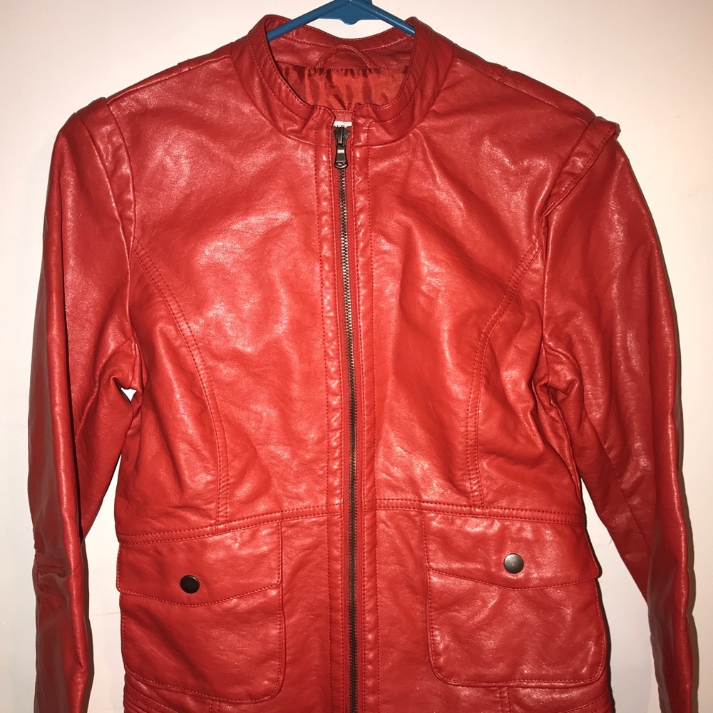 Red-orange Bernardo Collection leather jacket